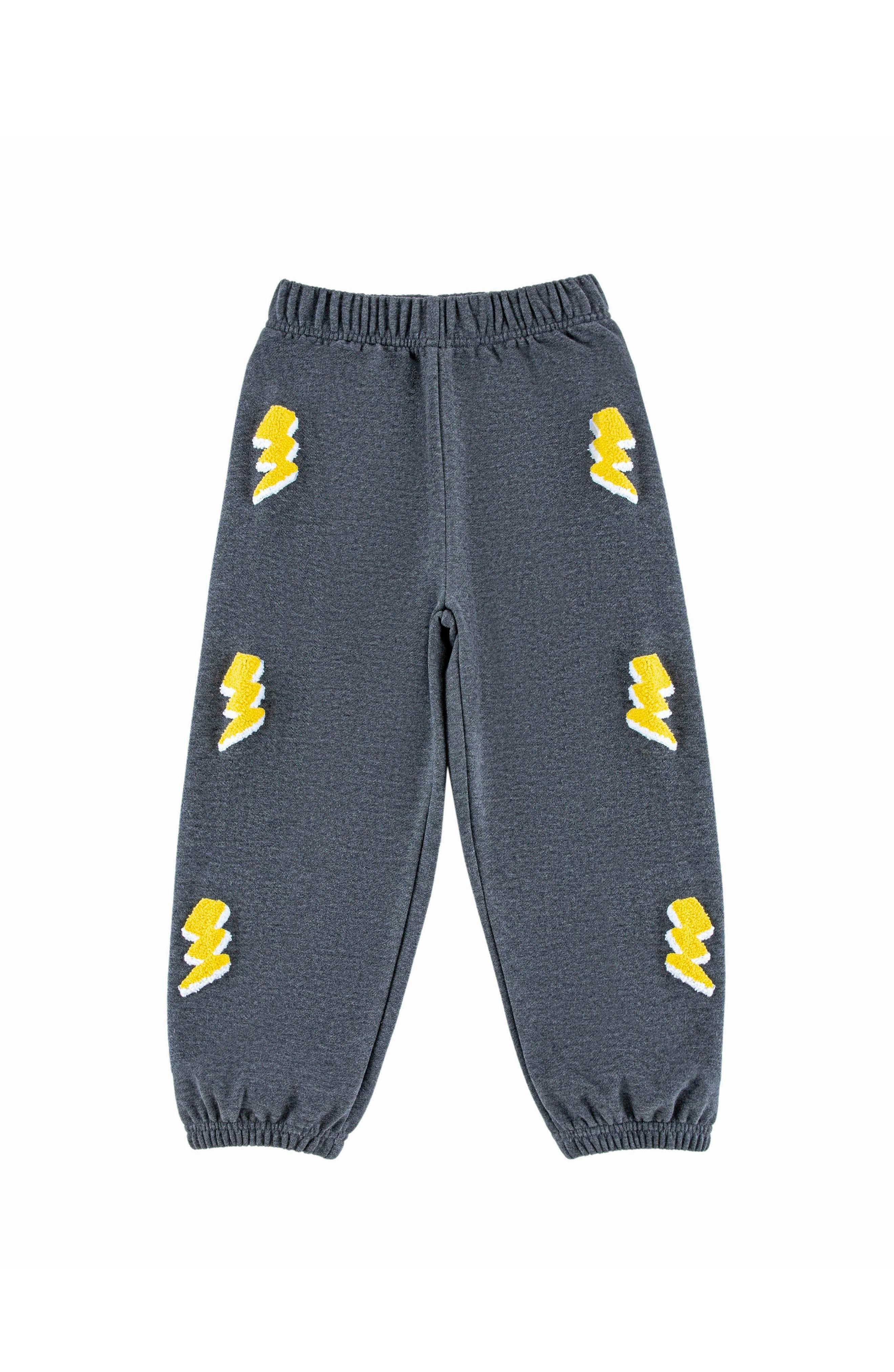 Brushed Fleece Jogger Pant with Lightning Patches, Gray