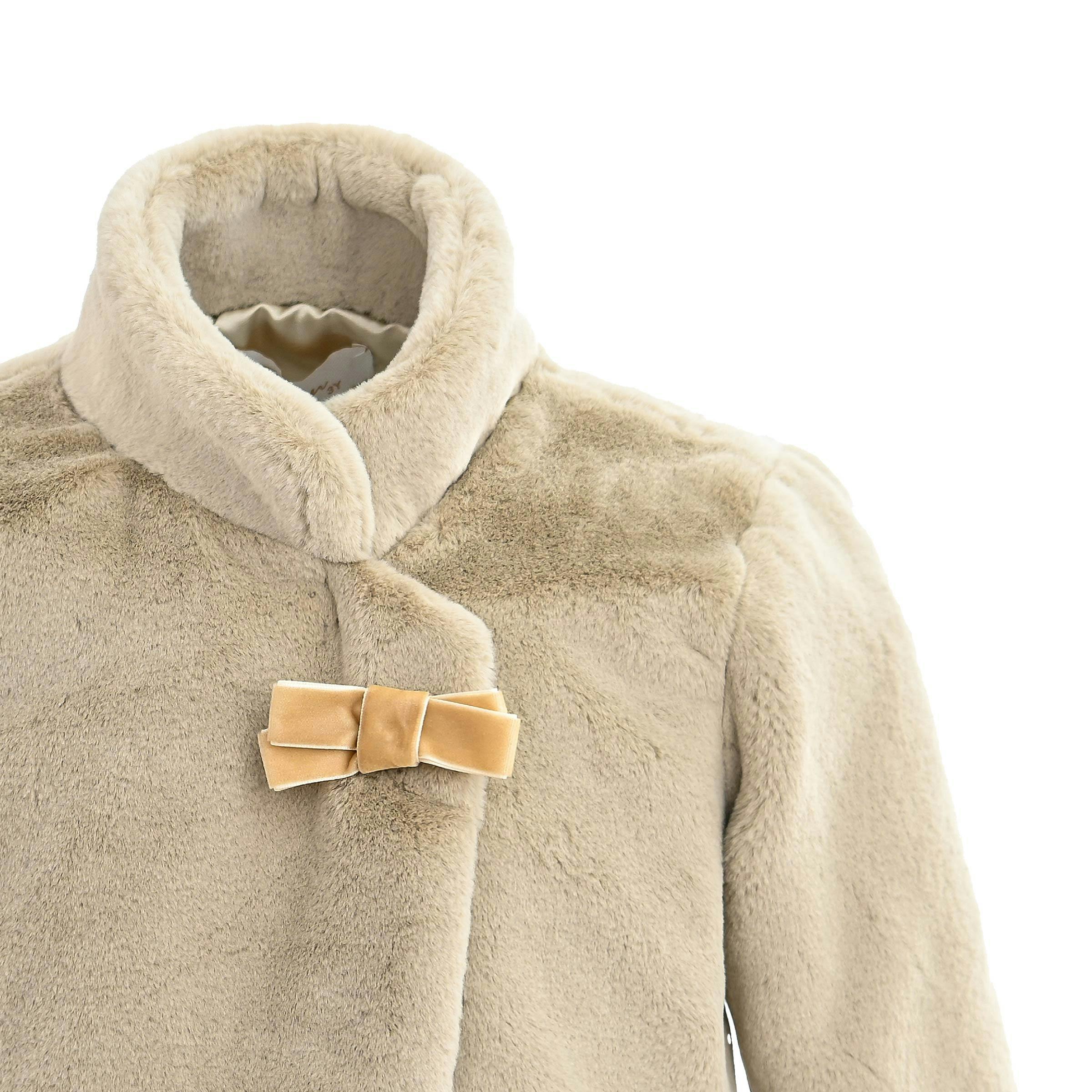Beige Plush Asymmetrical Coat
