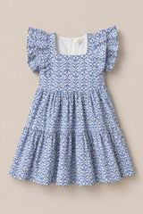 Mini Trixie Dress in Blue Moroccan Tile