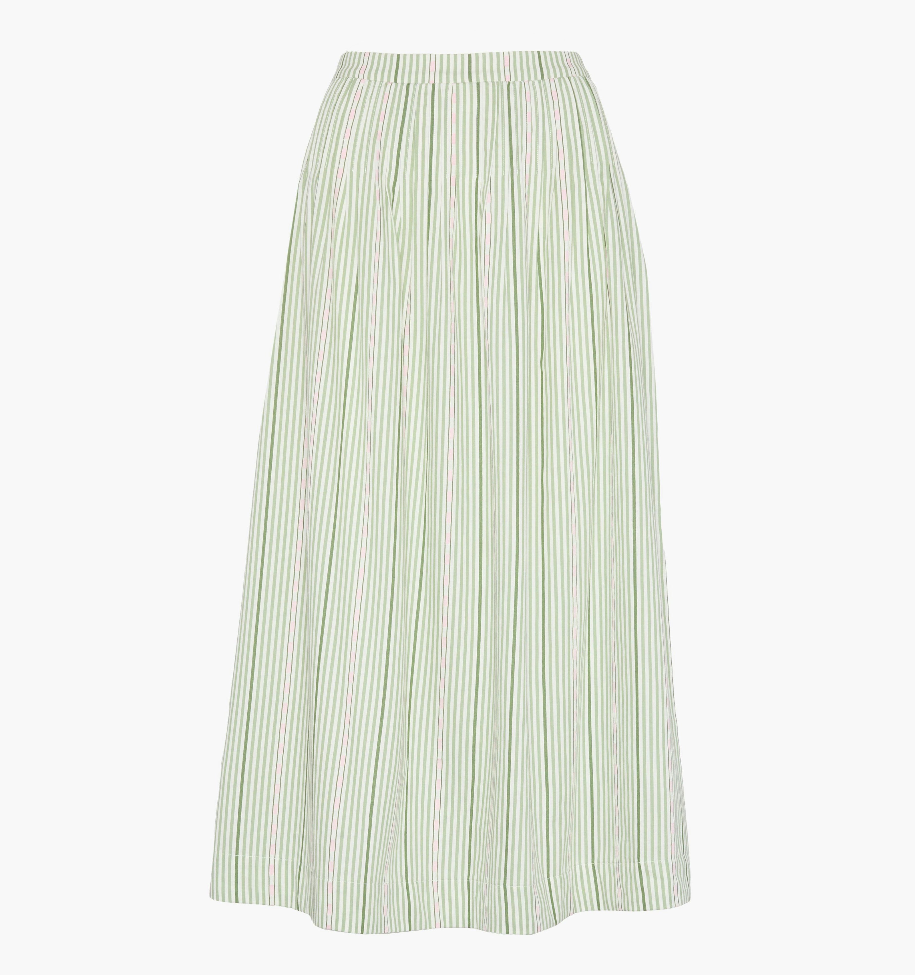 The Ame Skirt - Green Jacquard Stripe