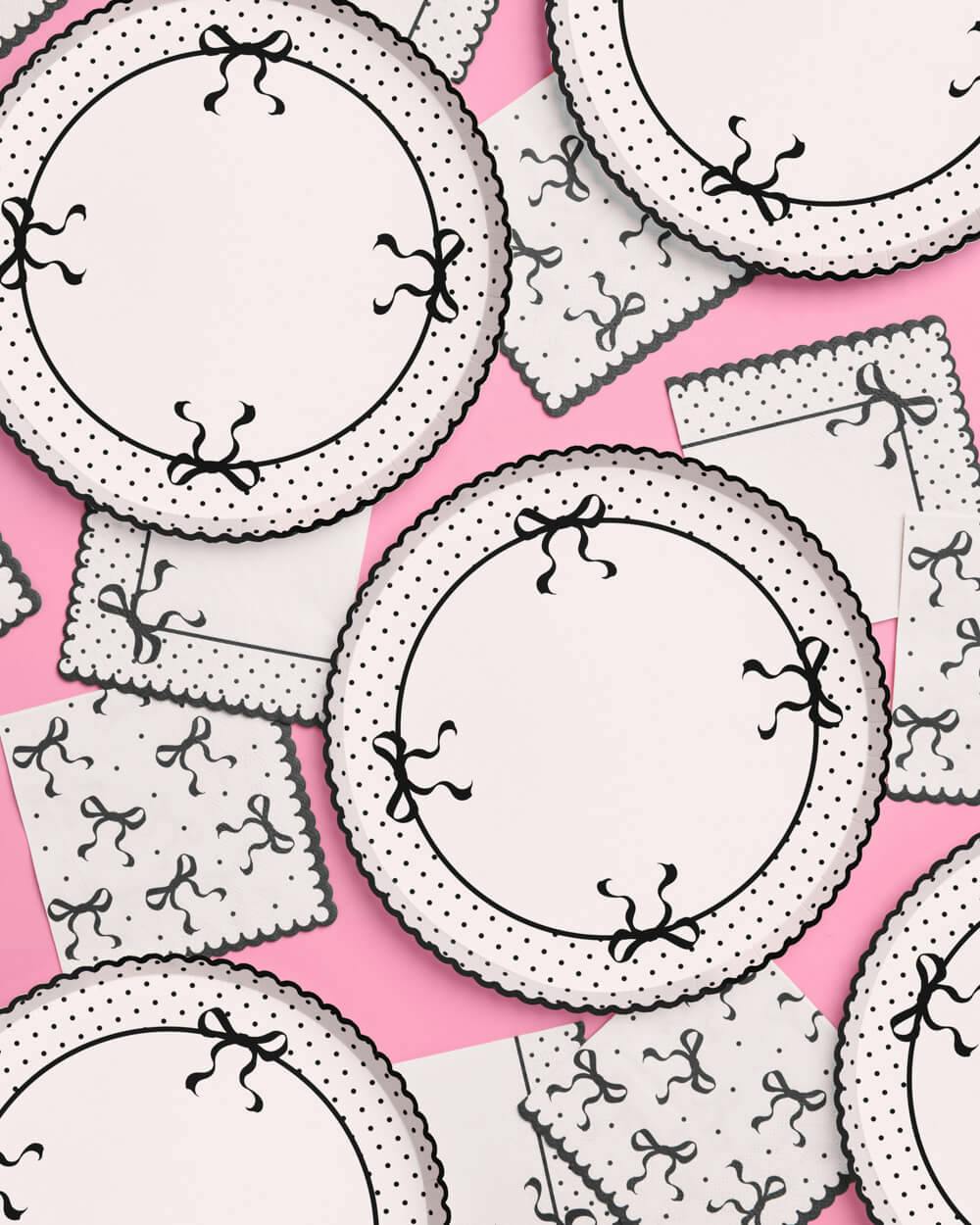 Little Black Bow Bundle - plates, napkins, bday banner