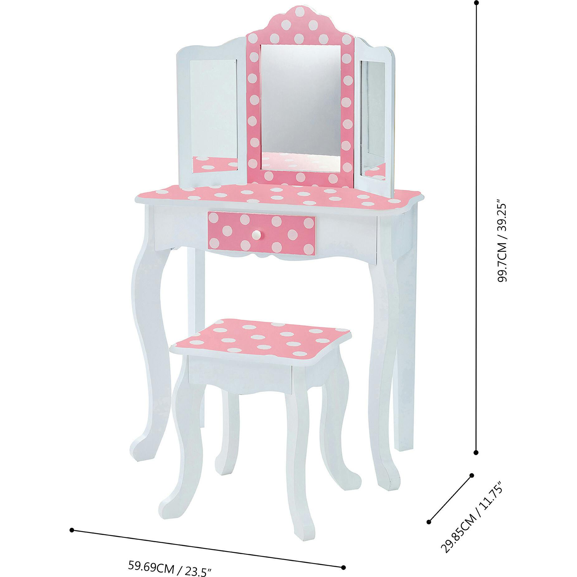 Teamson Kids Wooden Polka Dot 2-Pc. Play Vanity