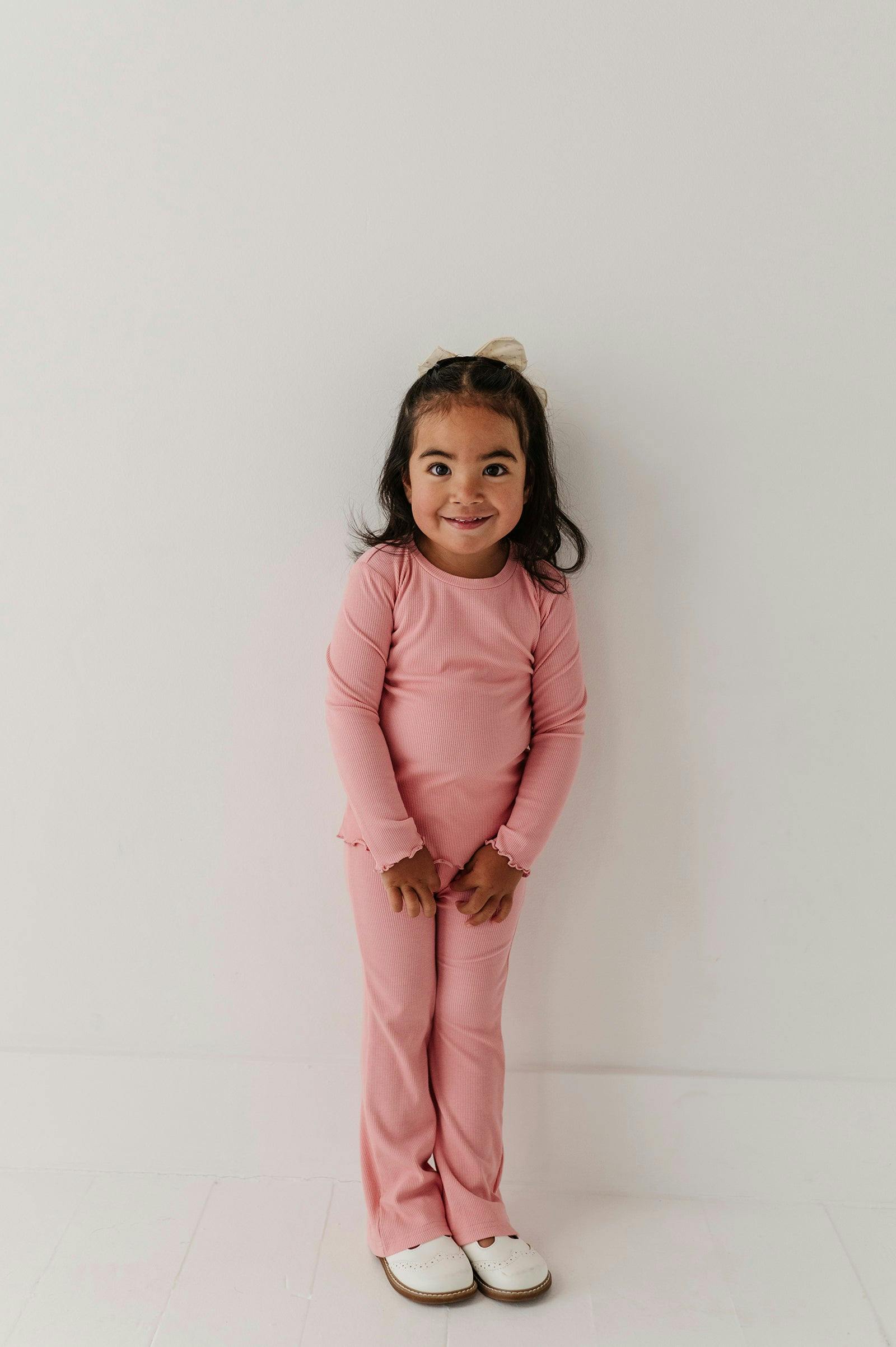 Girls Flare Pants in Rose Elegance