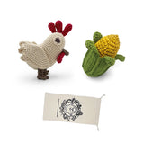 Chicken & Corn Gift Box 🌽🐓 100% organic cotton crochet rattles