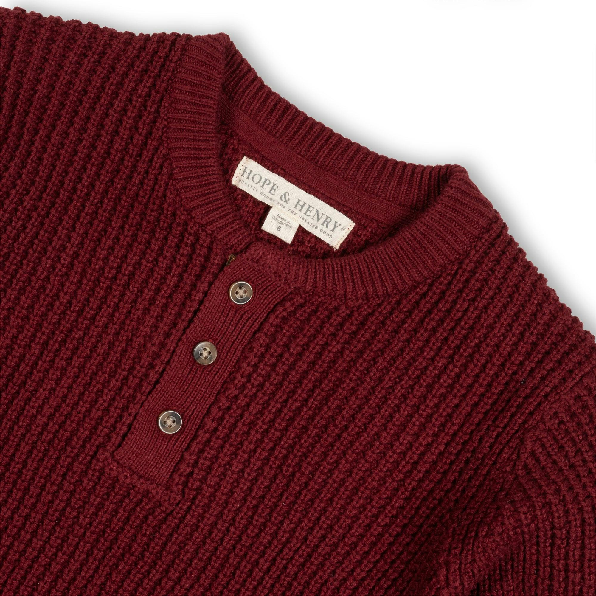 Organic Sweater Henley with Elbow Patches
