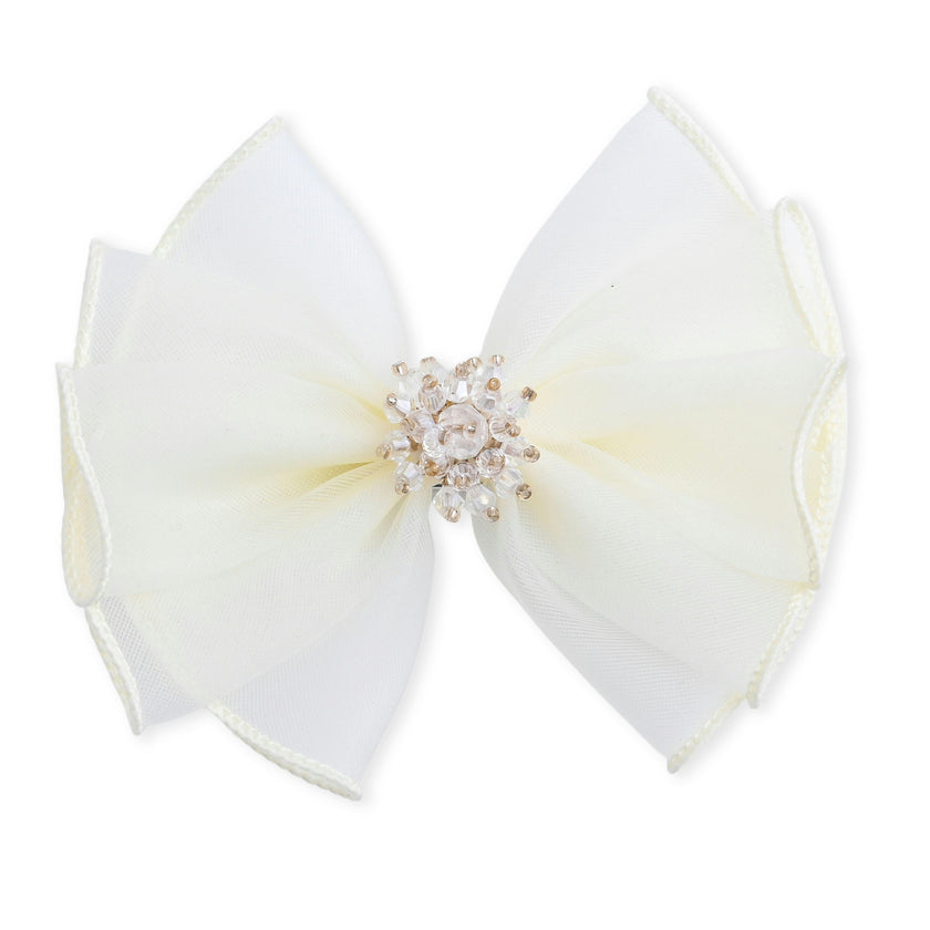 Multicolor Pearl Cluster Bow Clip Set