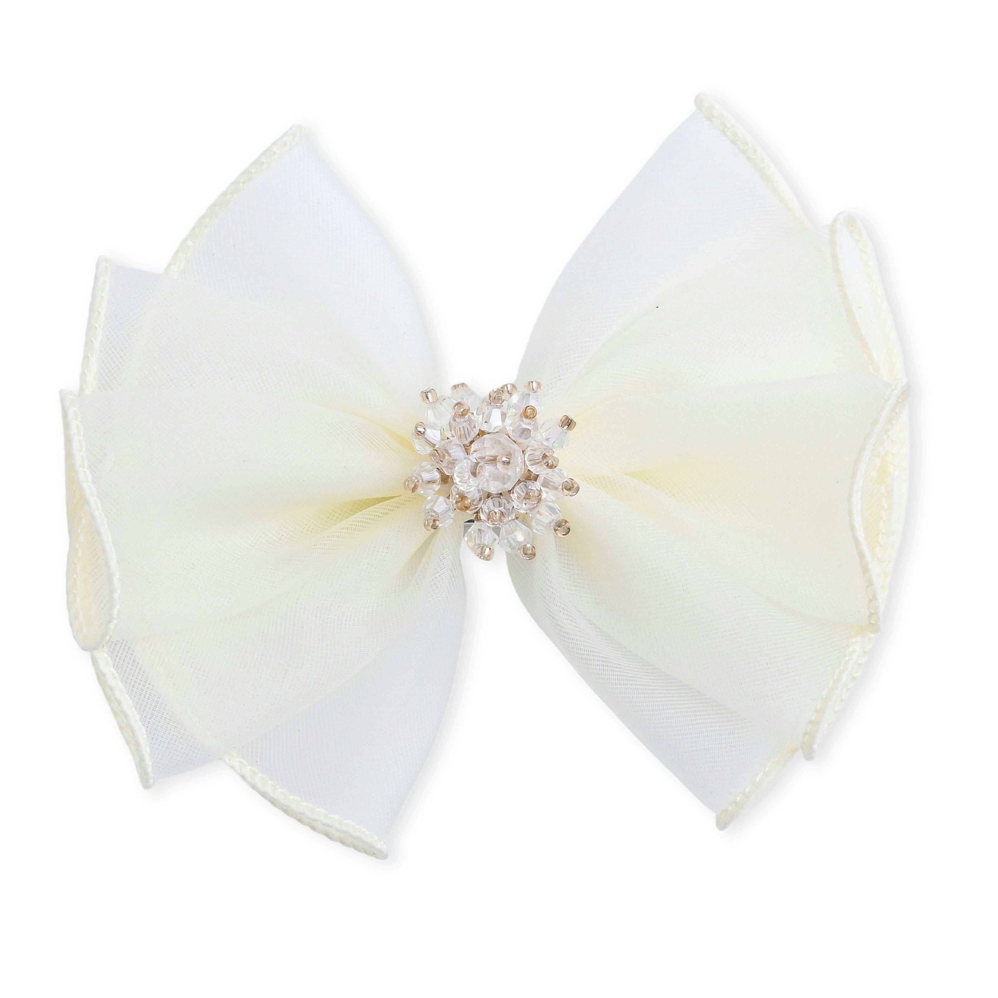 Multicolor Pearl Cluster Bow Clip Set