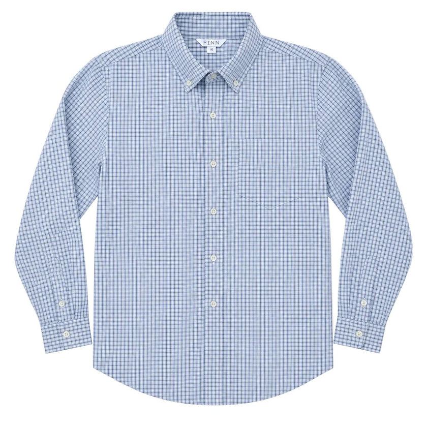 Pierfront Buttondown - Springwater Blue Check