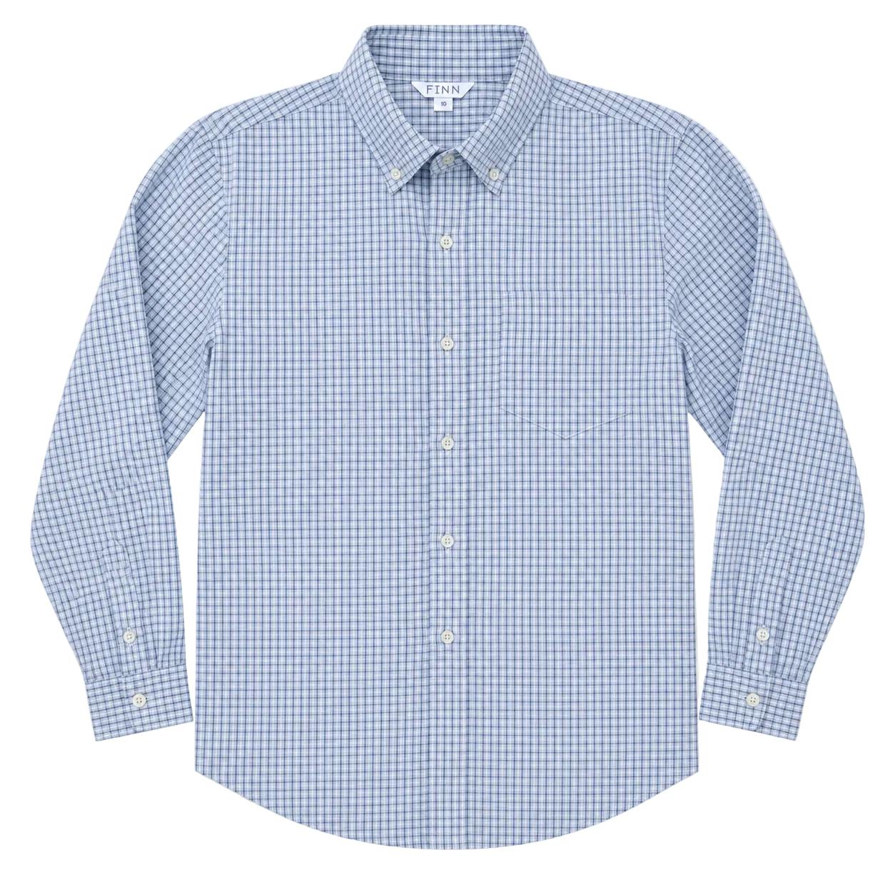 Pierfront Buttondown - Springwater Blue Check