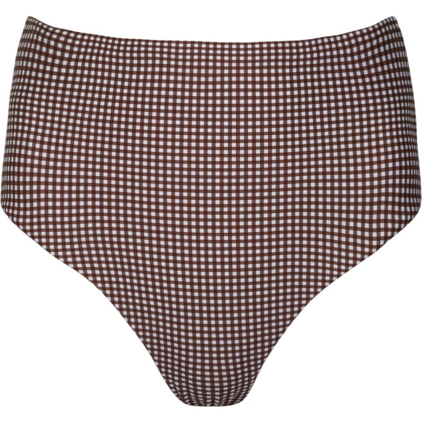 women's cocoa gingham high waist bikini bottom
