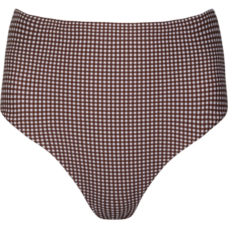 women's cocoa gingham high waist bikini bottom