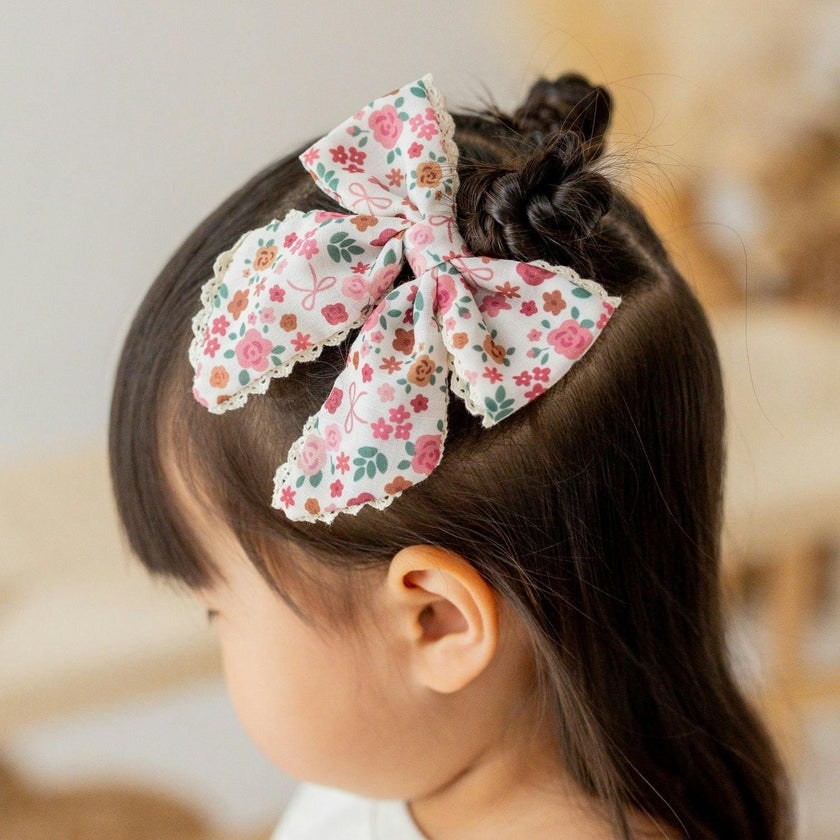 Berry Floral Bow Clip