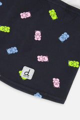 Brushed Jersey Balaclava Black Printed Gummy Bears
