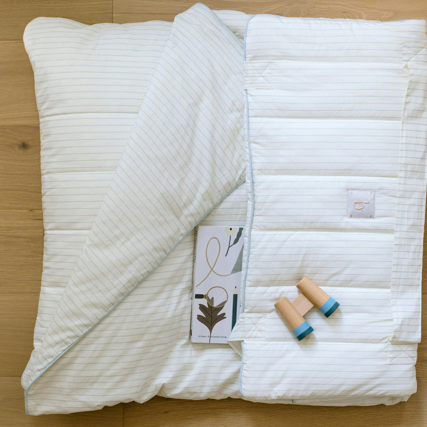 [NEW] XL Organic Nap Mat- Blue Stripe