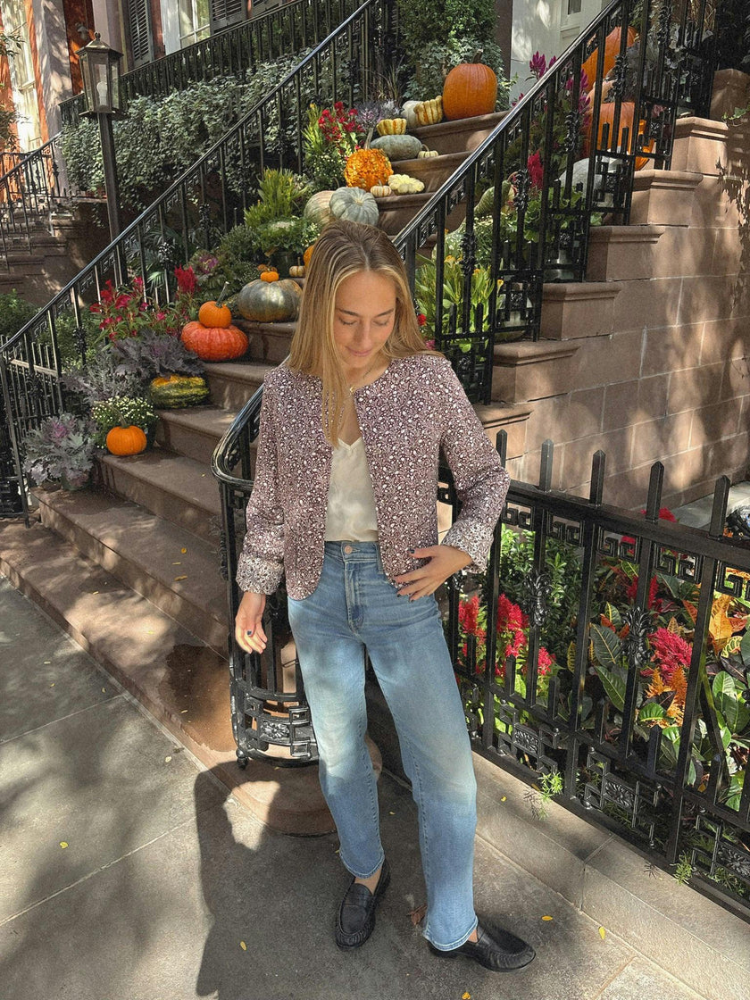 The Cropped Rowan Jacket - Chocolate Ditsy Thistle