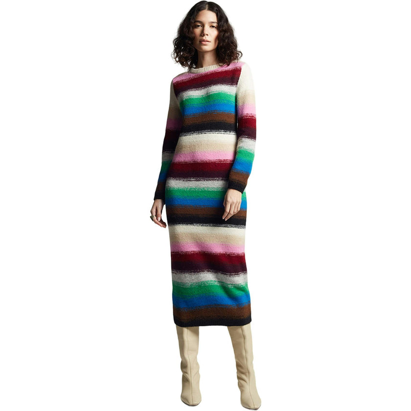 Women's Lydia Jersey Ribbed Crew Neck Long Sleeve Dress