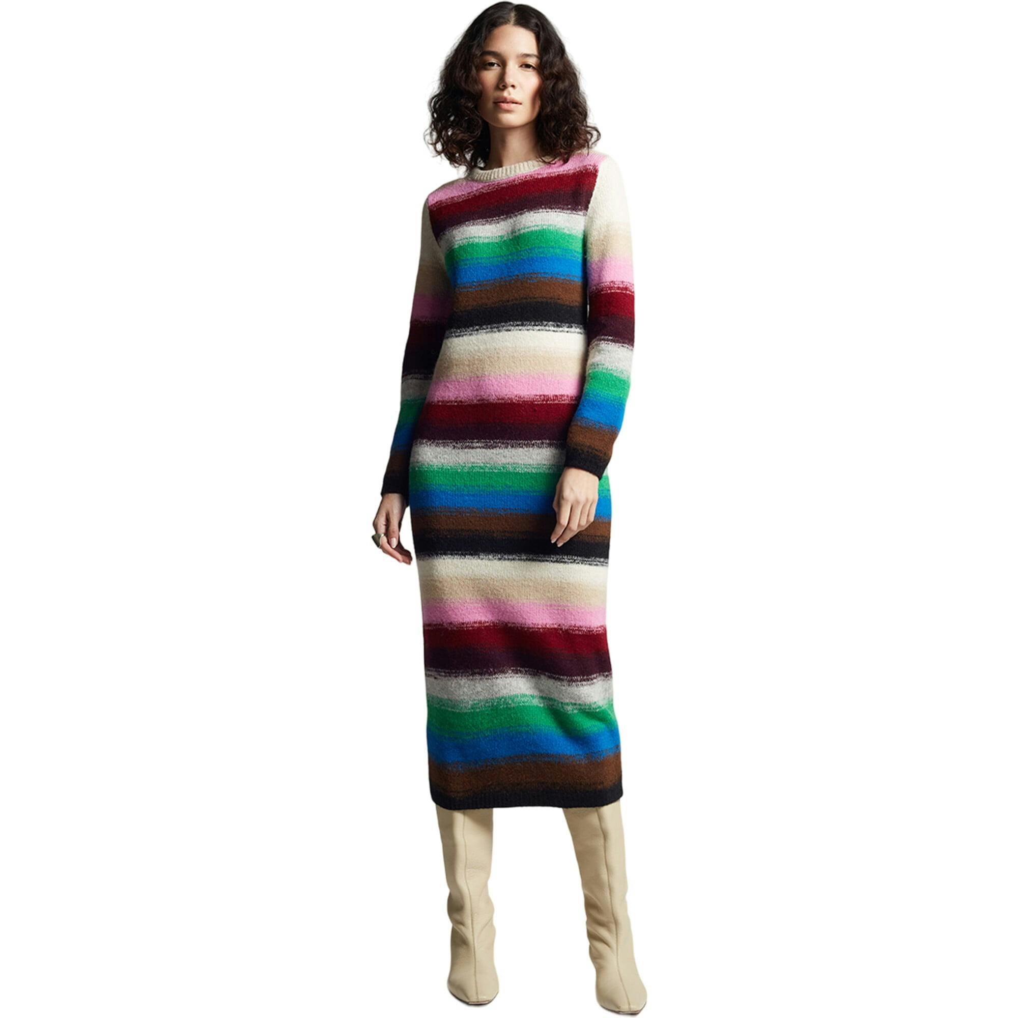 Women's Lydia Jersey Ribbed Crew Neck Long Sleeve Dress