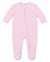 Baby Thermal Footie All-Over Iridescent Bows - Pink