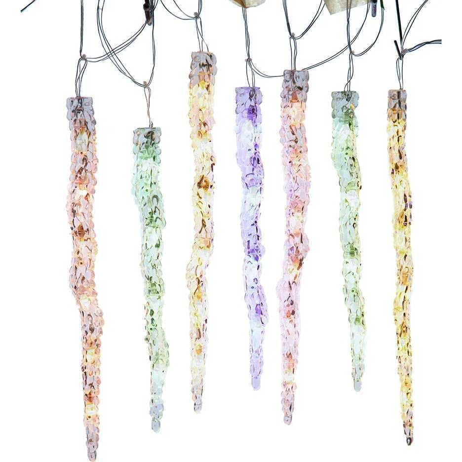 UL 60-Light Dual Color Multicolor/Warm White LED 12-Piece Icicle String Light Set