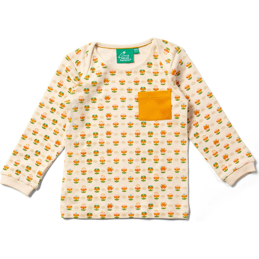 Organic Envelope Neck Long Sleeve T-Shirt And Jogger Playset, Cream