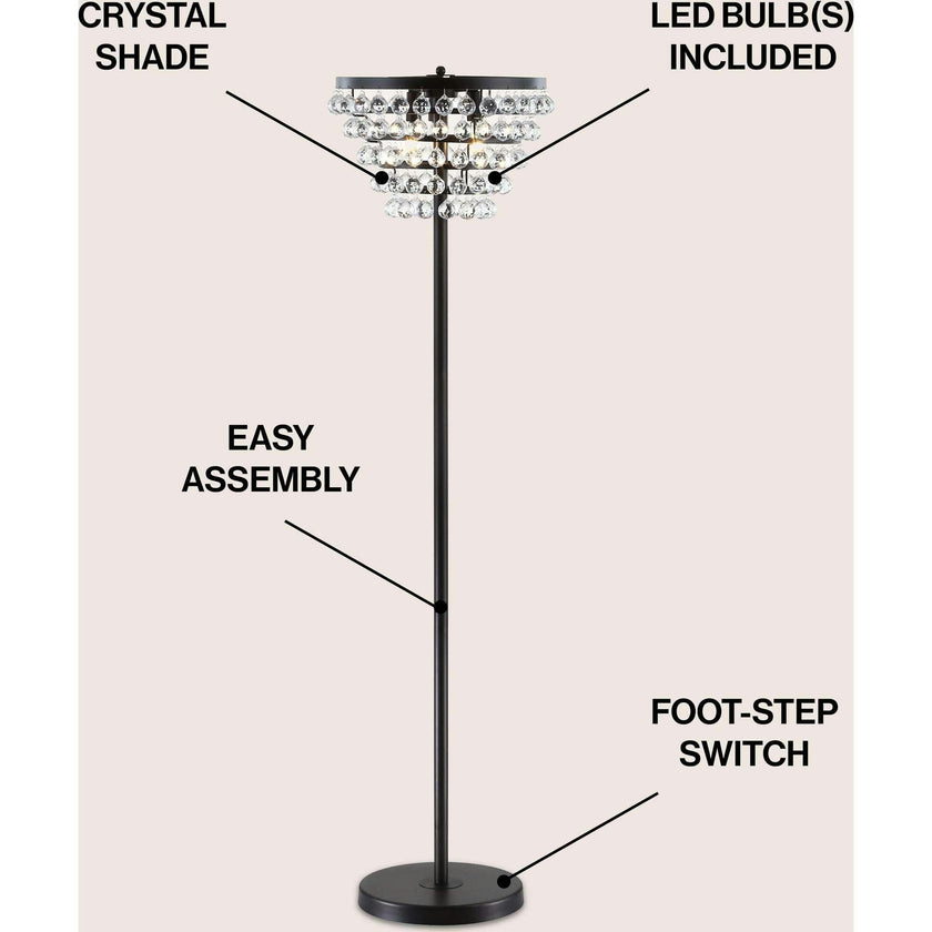 Jemma 60" Crystal/Metal LED Floor Lamp