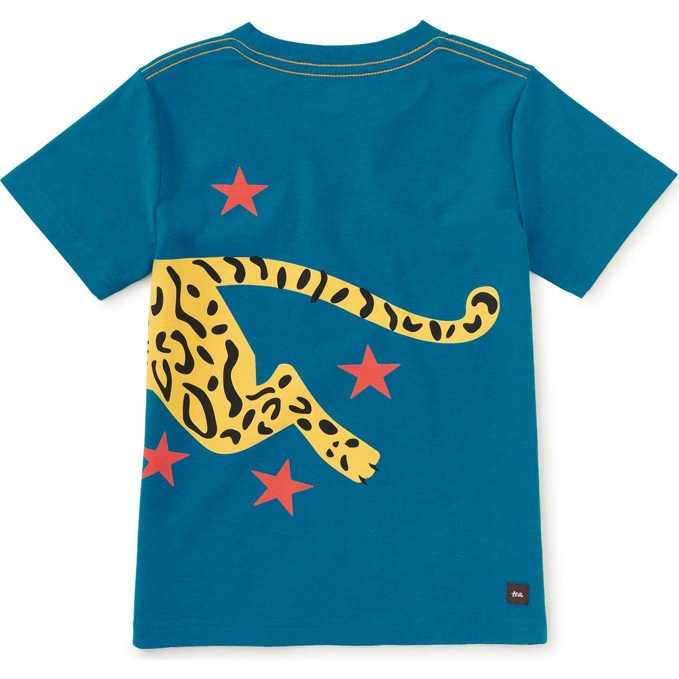 Ocelot Pounce Double Sided Graphic Tee, Blue