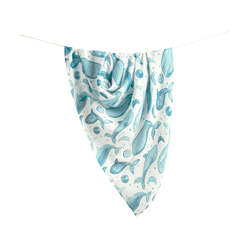 Caspian Cotton Muslin Swaddle Blanket Set (Ocean, Set of 2)