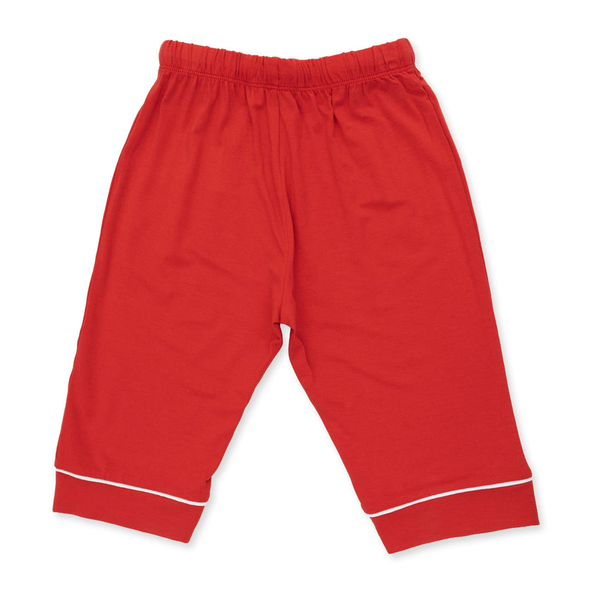 Ribbon Red - Knit Flame Resistant Kids Long Sleeve Coat Style with Pant