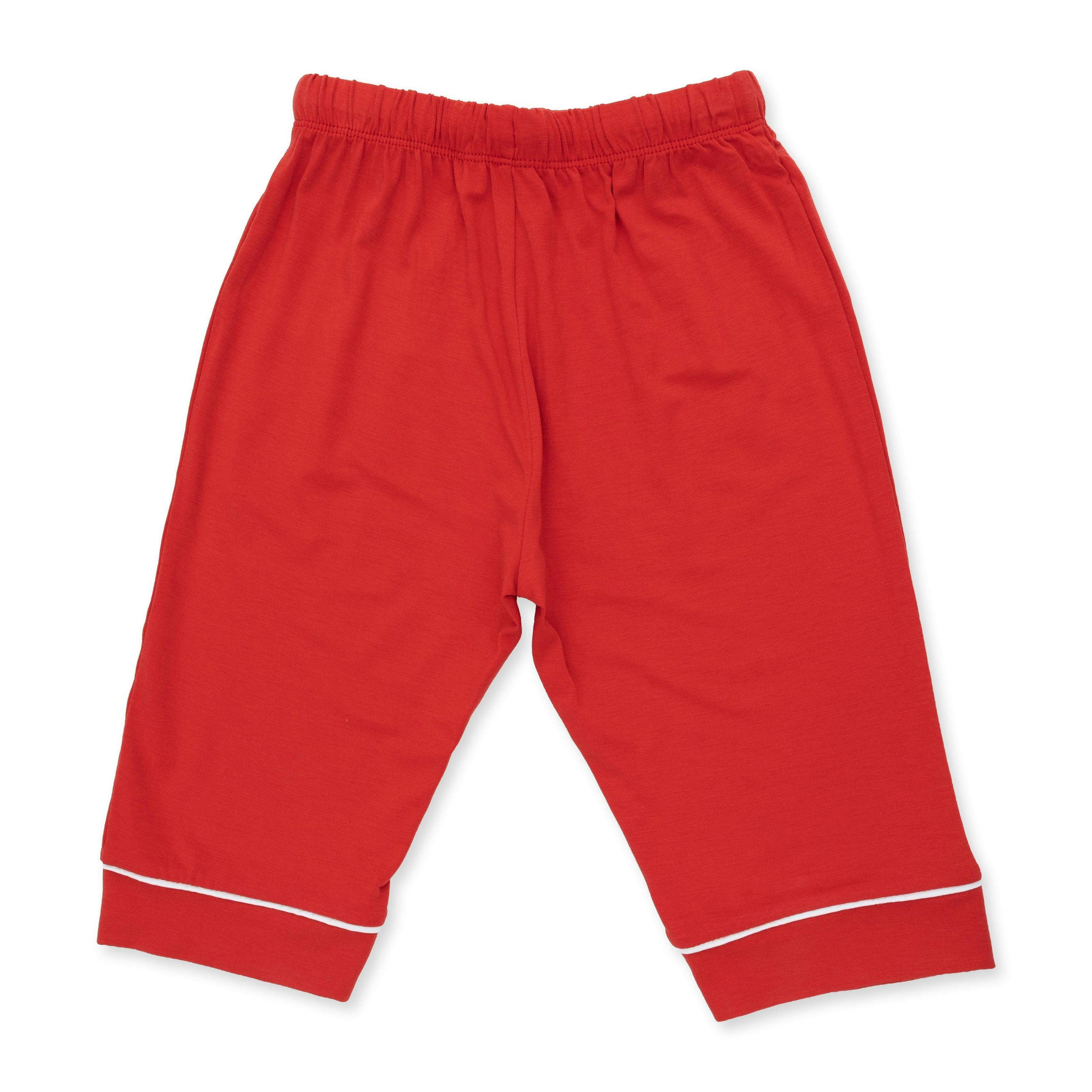 Ribbon Red - Knit Flame Resistant Kids Long Sleeve Coat Style with Pant