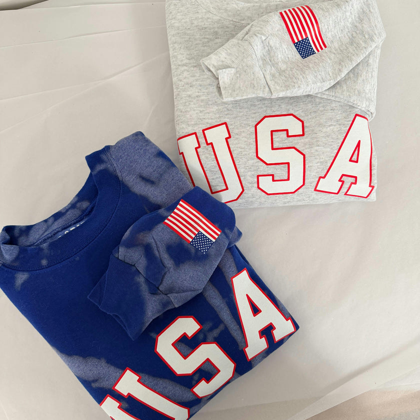 USA Tie-Dye Adult Sweatshirt, Blue