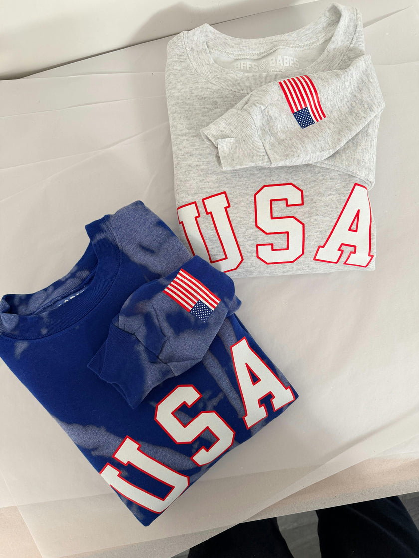 USA Tie-Dye Adult Sweatshirt, Blue