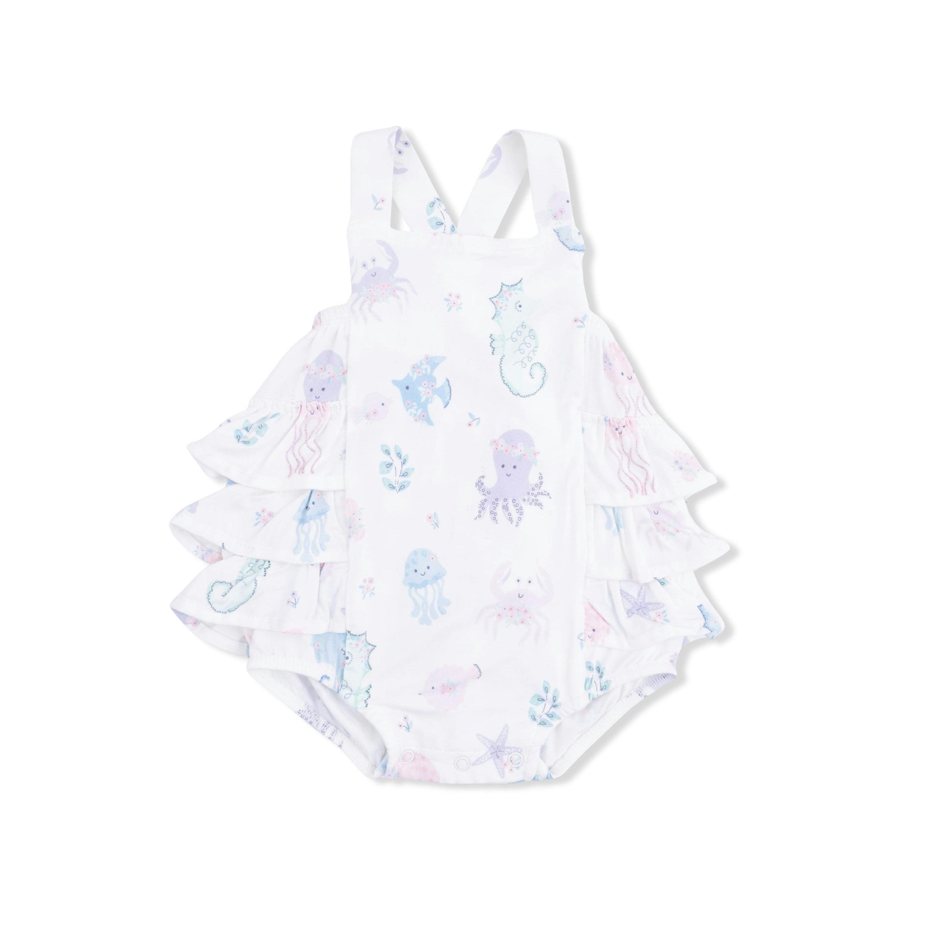 Floral Sea Creatures - Ruffle Sunsuit