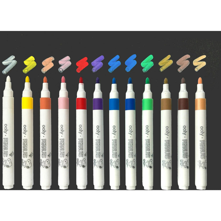 OOLY x Peanuts Color-In Wooden Scene Kit - 12 Paint Markers