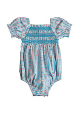 Baby Sunday Best Romper in Rosette Linear Stripe