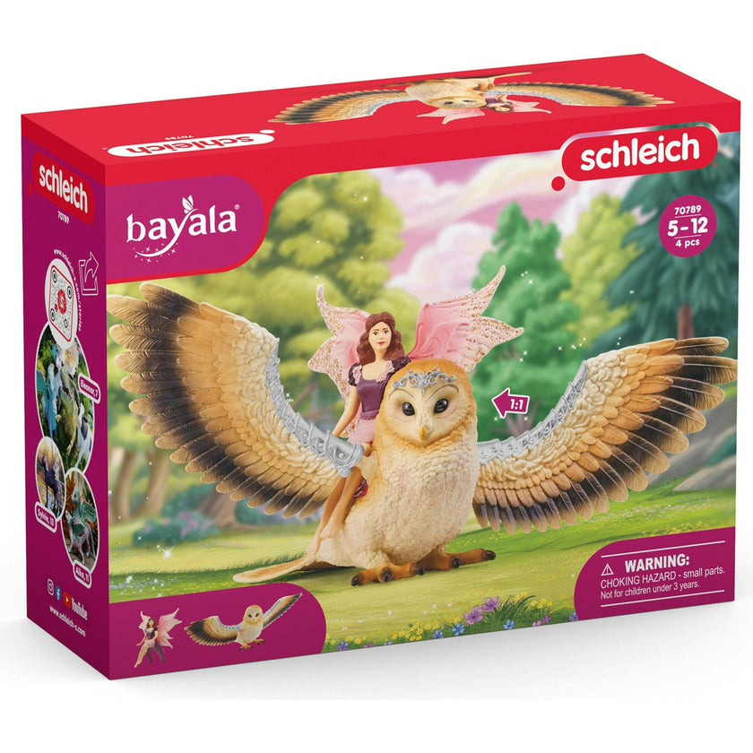 Schleich Bayala: Fairy In Flight On Glam-Owl  - 2pc Figurine Playset