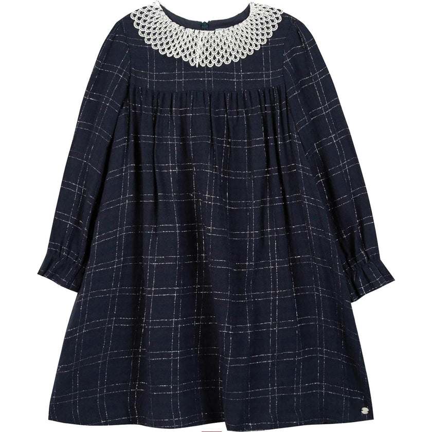 Petal Collar Plaid Dress