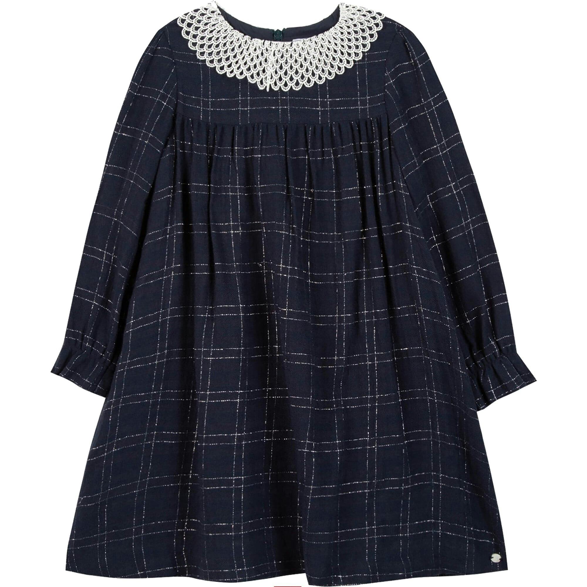 Petal Collar Plaid Dress