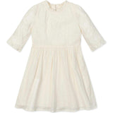 Organic Flutter Sleeve Tiered Eyelet Dress, White