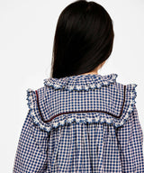 Sara Dress, Marine Tiny Check