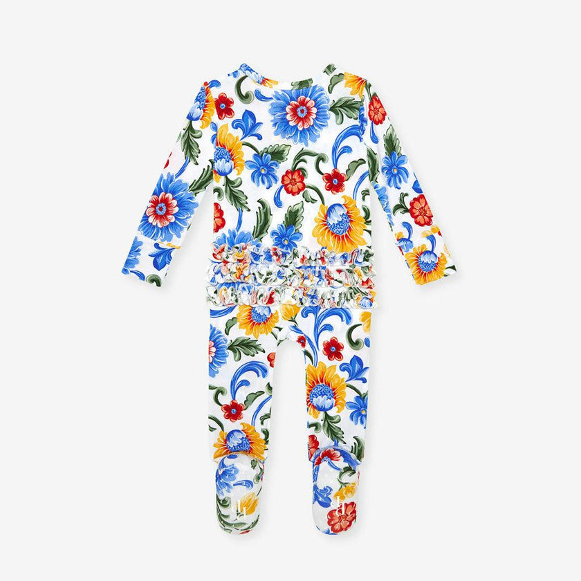 Fiore Italiani Footie Ruffled Zippered One Piece