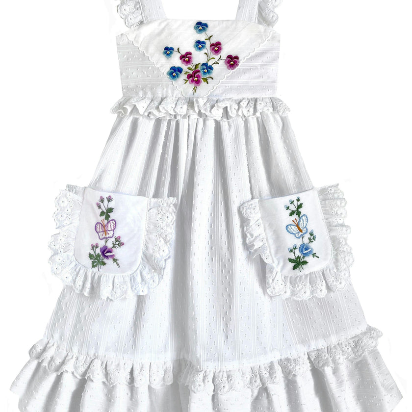 8y Heirloom Handkerchief Dress - Blue & Purple Butterflies