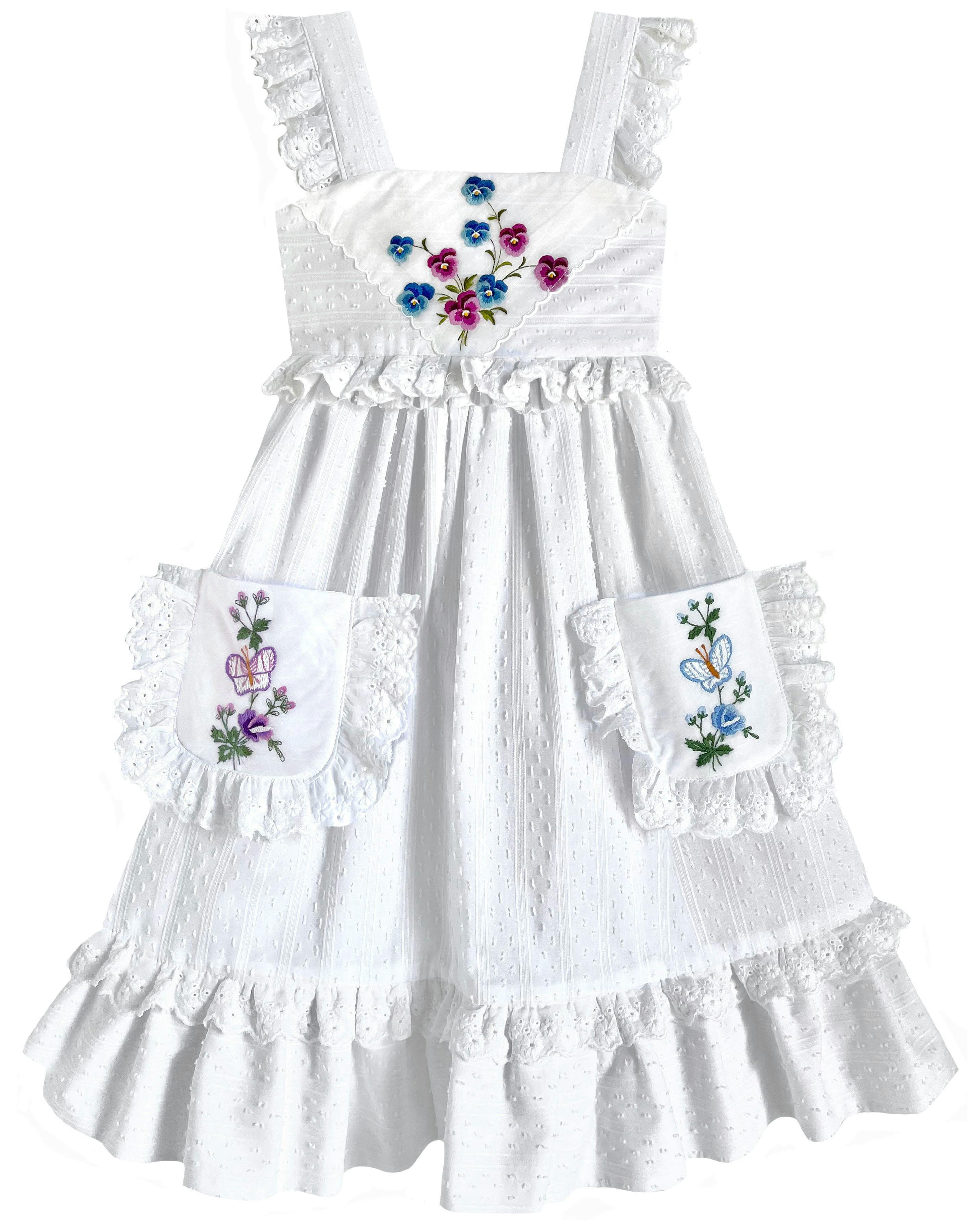 8y Heirloom Handkerchief Dress - Blue & Purple Butterflies