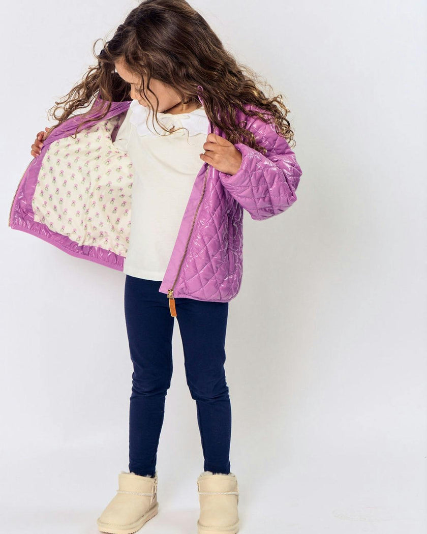 Kids Puffer Jacket in Hi-Gloss Pink Lavender