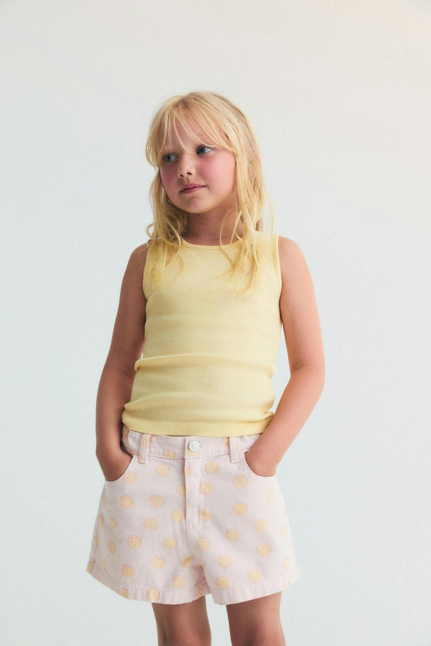 SmileyWorld® Denim Short Smiley Print