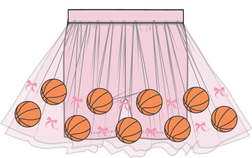 Basketball Pink - Tutu Skirt with Bike Shorts