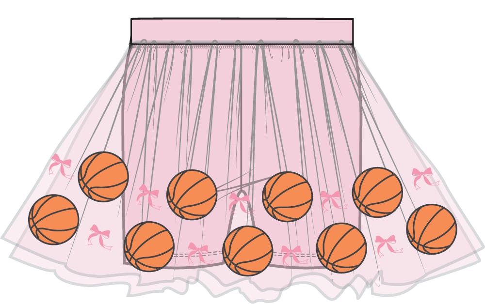 Basketball Pink - Tutu Skirt with Bike Shorts