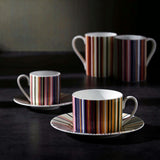 Coffee Cup & Saucer Stripes Set of 2 In Luxury Box Jenkins 156 Diam. 2.3"