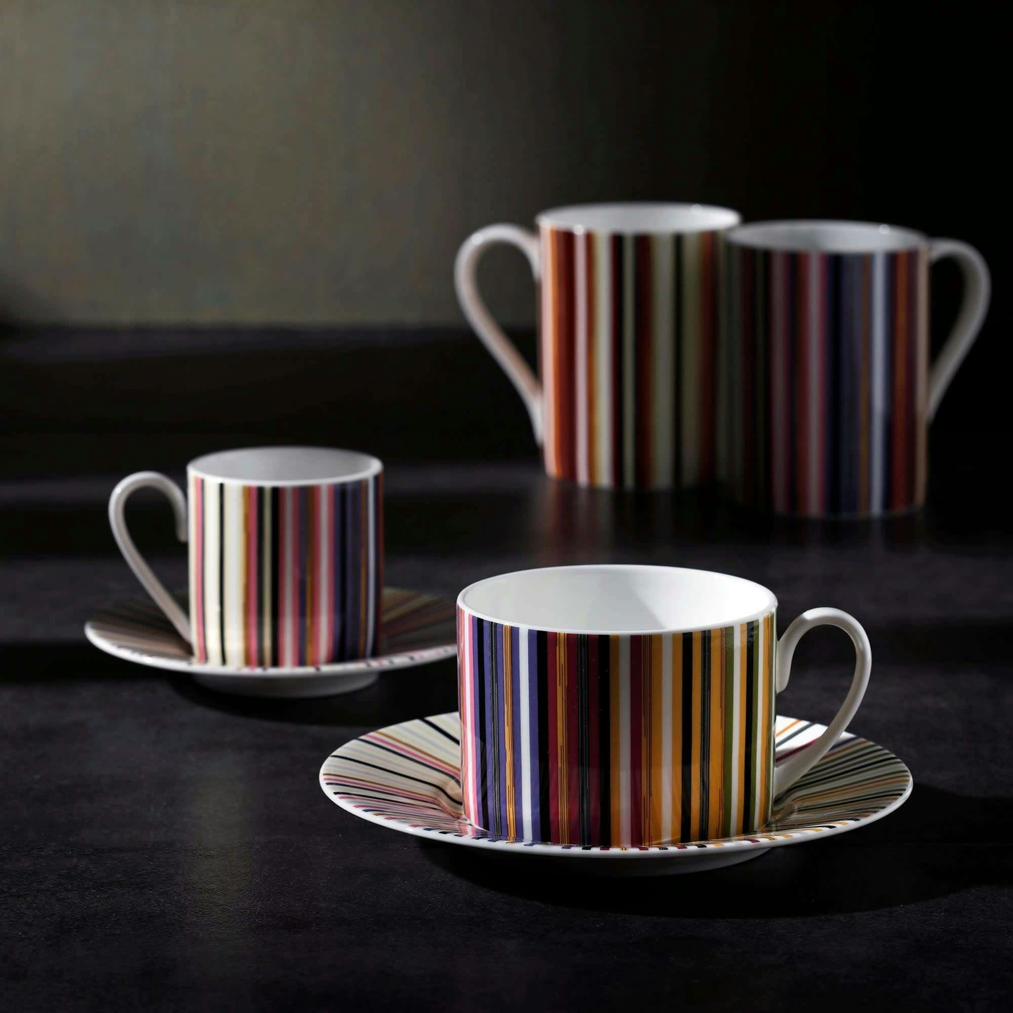 Coffee Cup & Saucer Stripes Set of 2 In Luxury Box Jenkins 156 Diam. 2.3