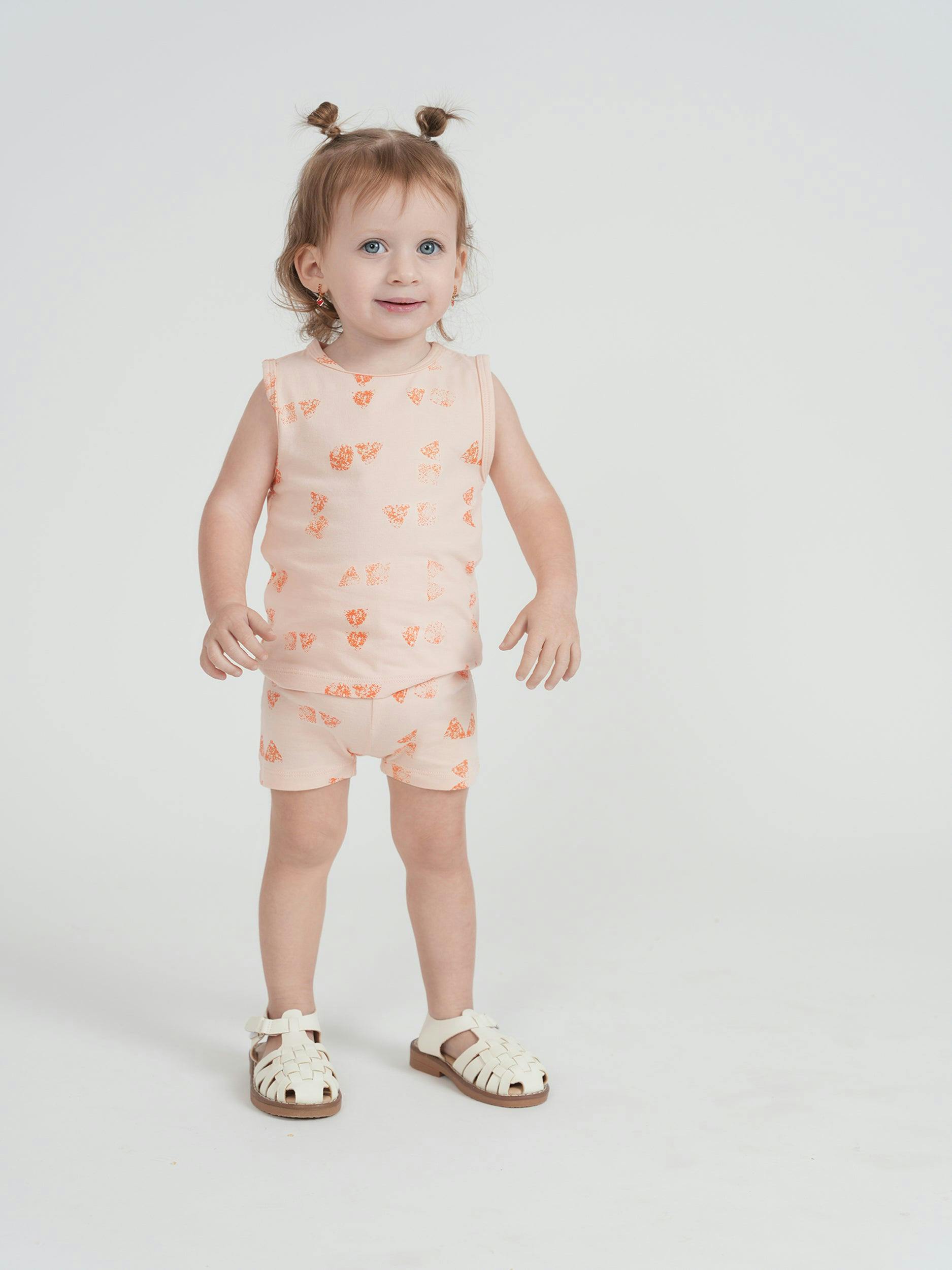Faded Print Vest Shorts Set