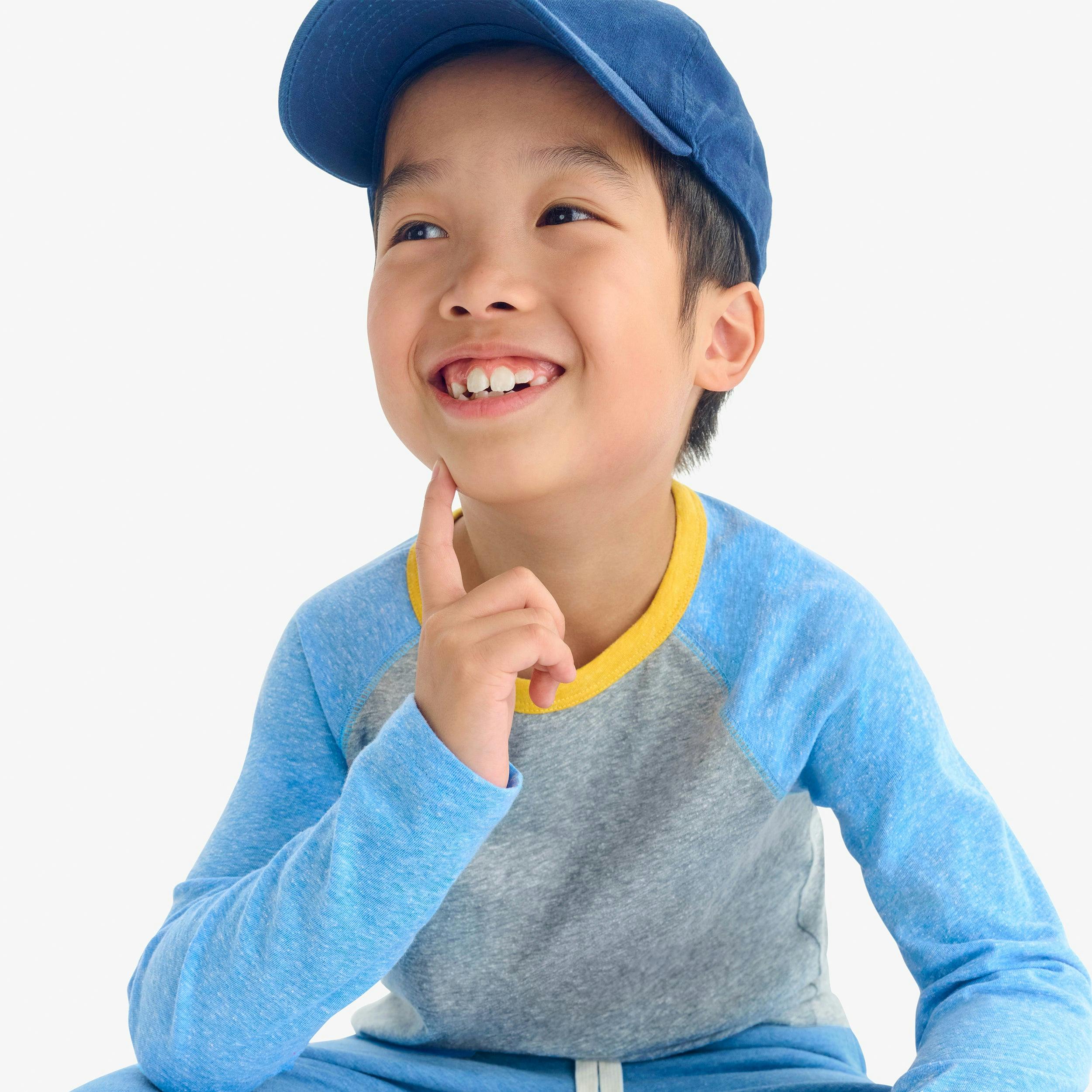 Kids heathered long sleeve baseball tee